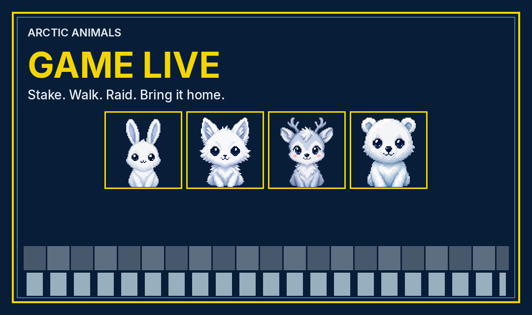Four Arctic Animals on the ice. The game is live.